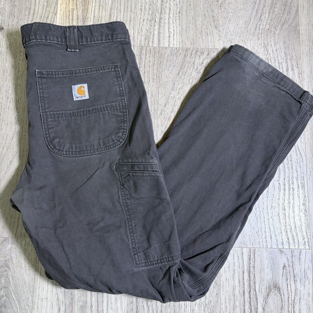 Carhartt Rugged Flex Pants Men 36x32 Dark Gray Canvas Relaxed Work 102291-306